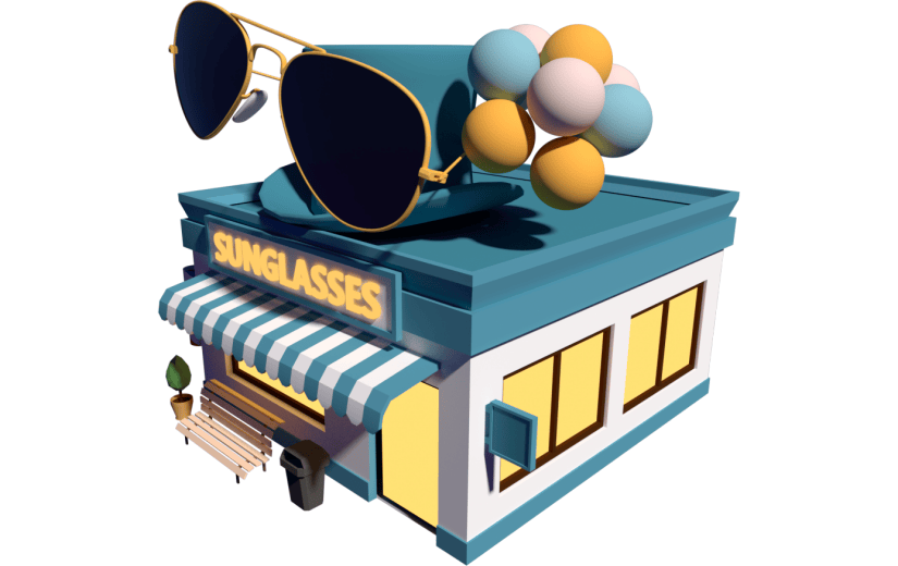 C4D卡通墨镜店3D元素