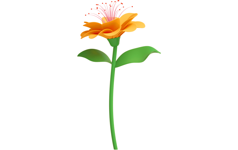 元素C4D立体橙色卡通花朵植物