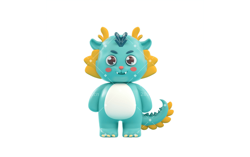蓝色卡通龙年3D元素