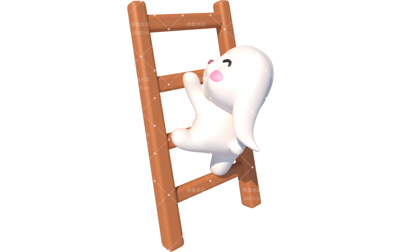 元素卡通3D爬梯子的兔子