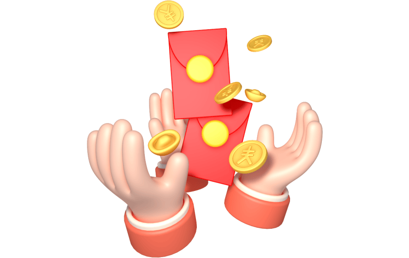 元素卡通3D手中抢红包
