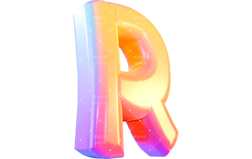 渐变风字母R立体3D元素