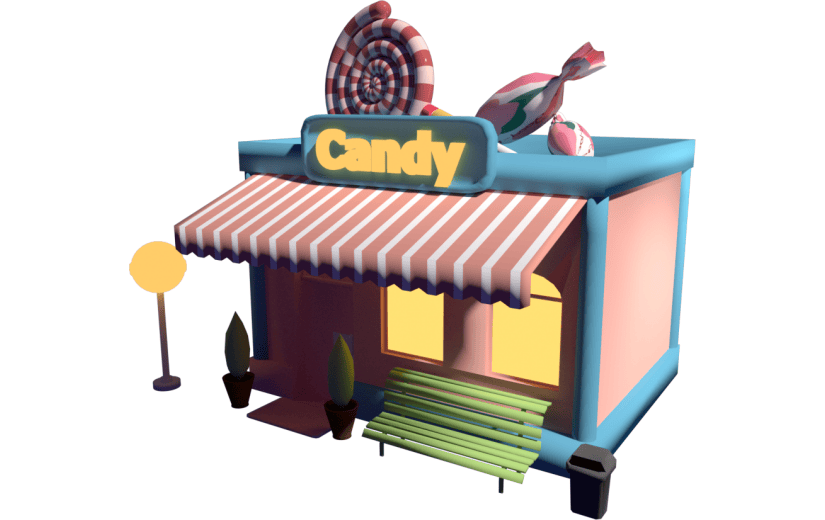 C4D卡通糖果店3D元素