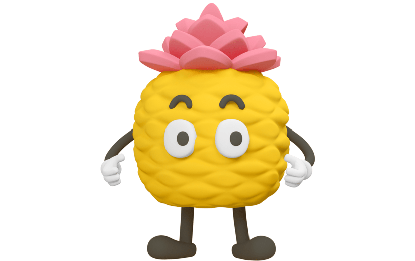元素C4D立体黄色卡通菠萝酱疑惑表情包