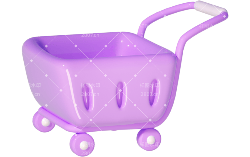 3D立体卡通创意购物车促销活动元素