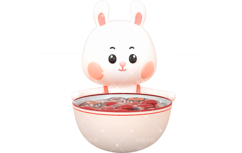 C4D小兔子腊八粥3D元素