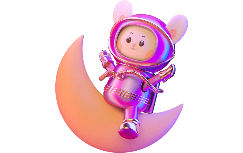 C4D赛博朋克风宇航员兔子坐月亮3D元素