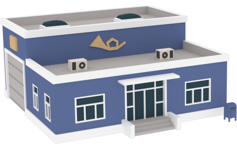 C4D卡通蓝色建筑3D素材