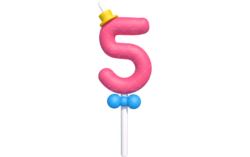 元素卡通3D数字生日蜡烛