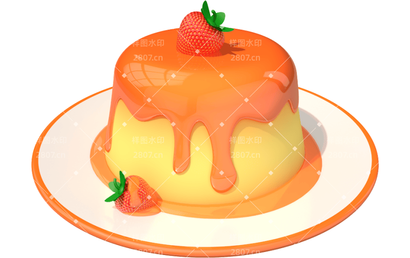 元素卡通3D流体食物布丁