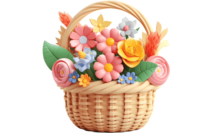 元素3D立体卡通花篮