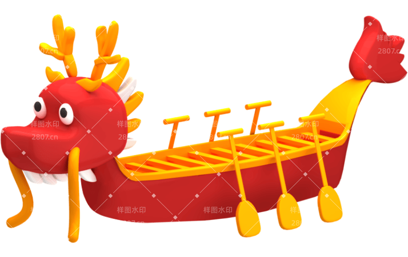3dmax端午节龙船红色3d渲染
