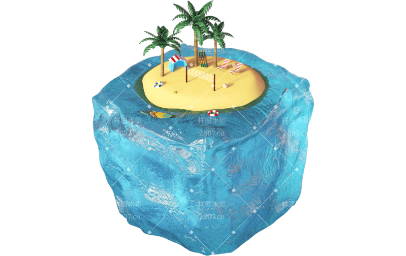 元素3D创意冰块海滩