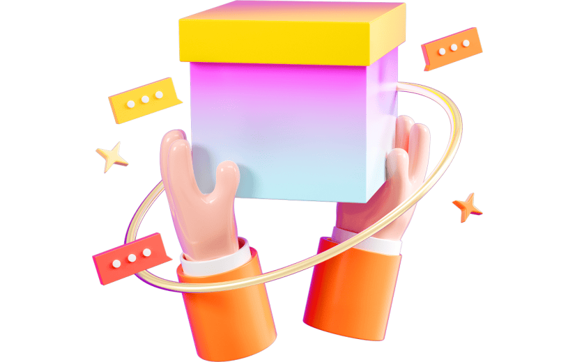 紫色渐变风快递包裹3D元素