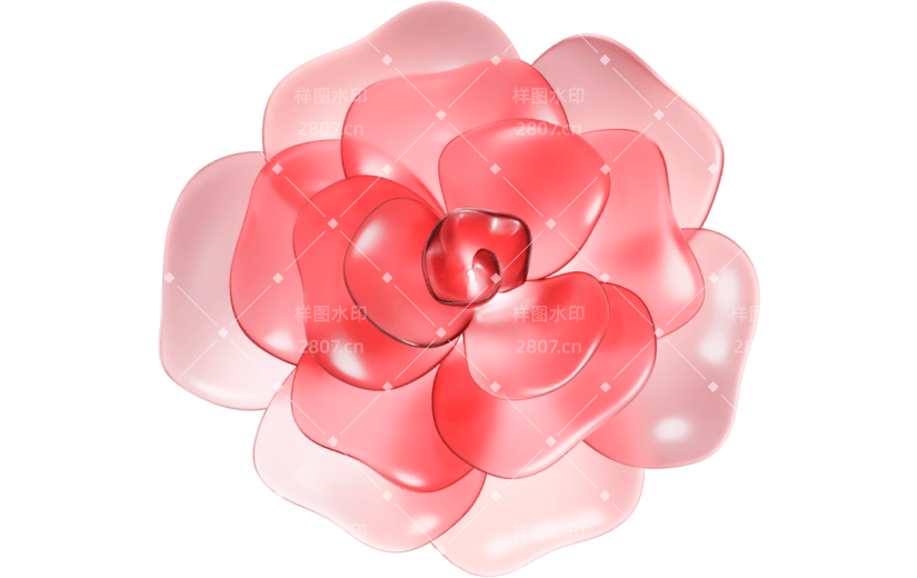 元素3D粉色玻璃材质花朵