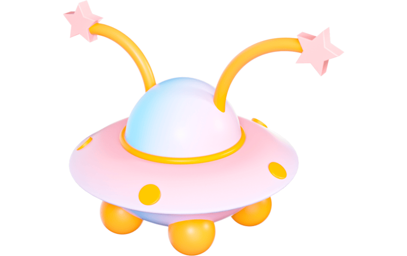 3D元素卡通科技宇宙飞船UFO