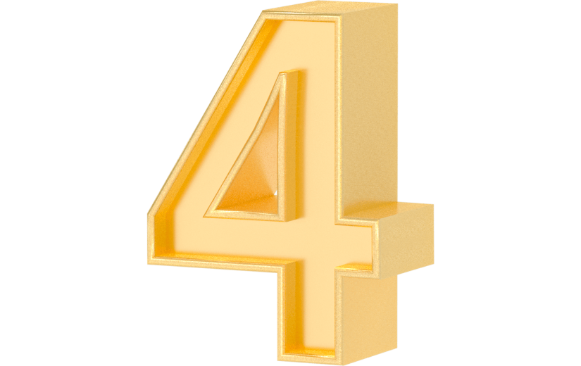 元素3D立体金色鎏金数字4