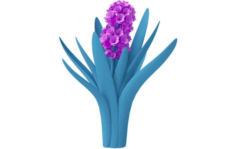 元素C4D立体蓝色简约花草