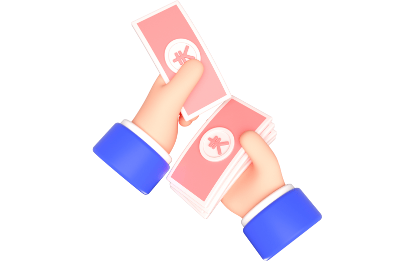 元素卡通3D手拿纸币