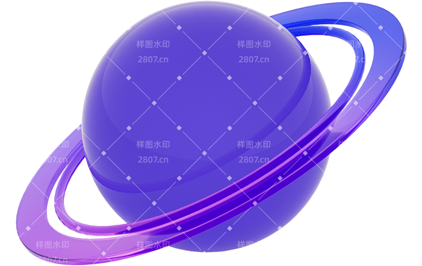 元素C4D卡通渐变蓝紫色星球