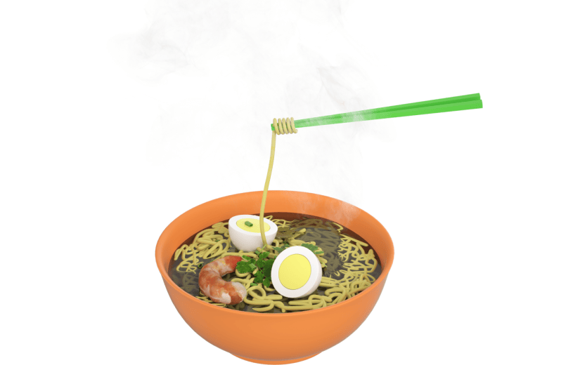 c4d面食鸡蛋虾汤面筷子3d渲染元素