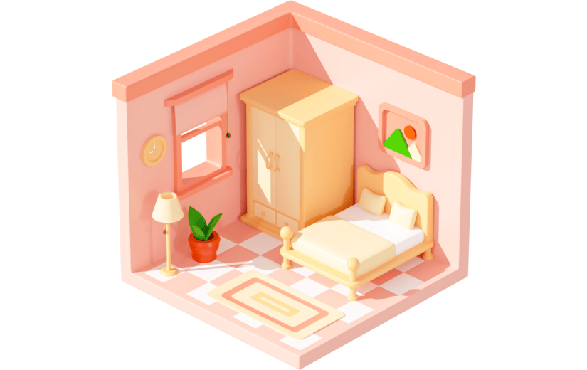 3D元素卡通室内房间