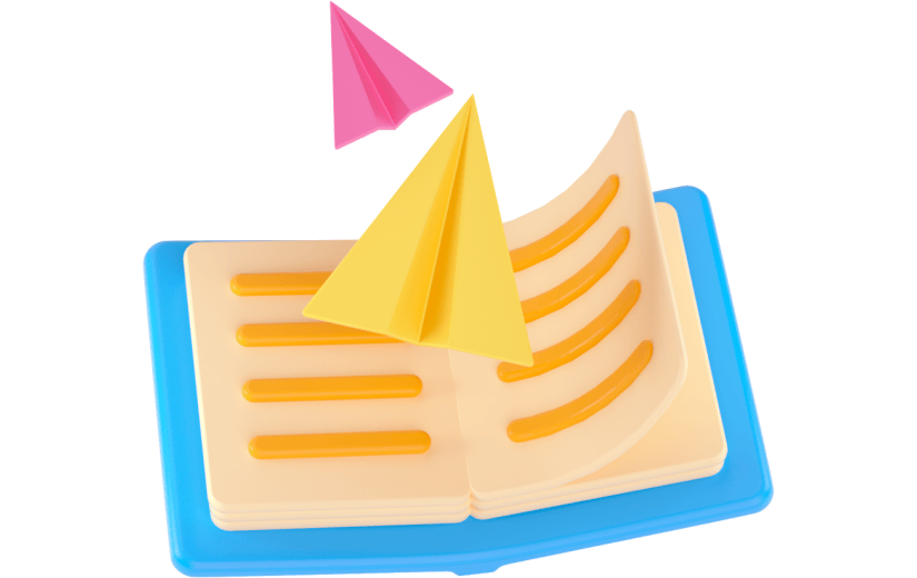 3d创意开学季教育书本纸飞机元素