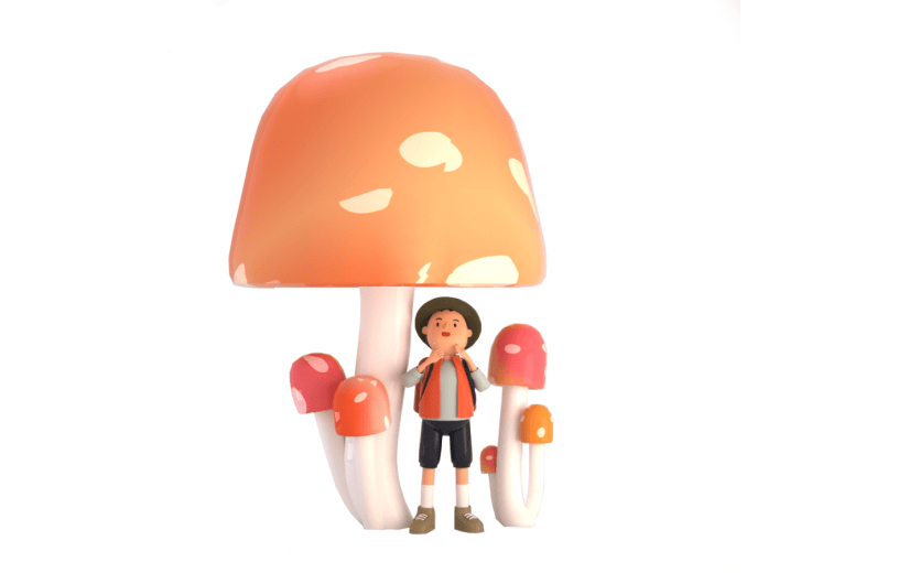 c4d躲雨的小朋友3d渲染元素