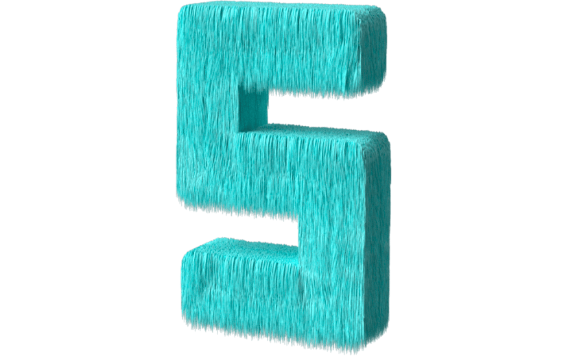 元素3D毛绒数字5