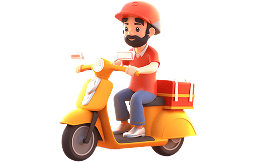 3D风格外卖员骑手送餐3D元素