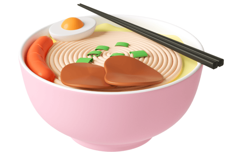 元素C4D立体粉色卡通面条