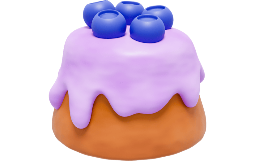 元素3D温馨可爱蓝莓蛋糕