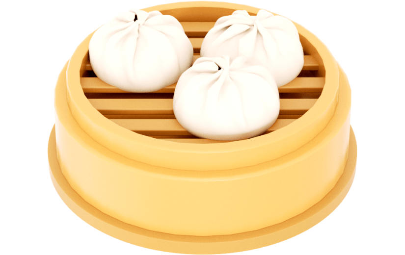 元素3D 包子 食物 蒸笼