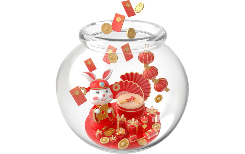 元素卡通3D新年兔子小场景
