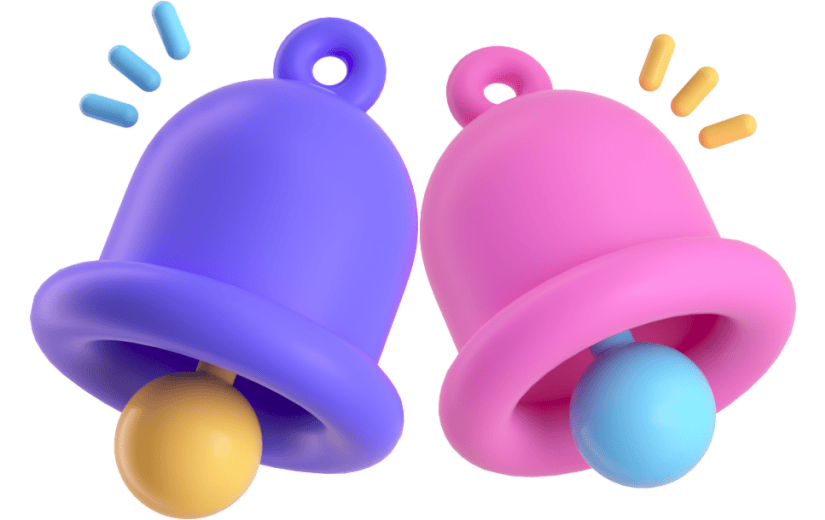 3d创意紫色粉色铃铛