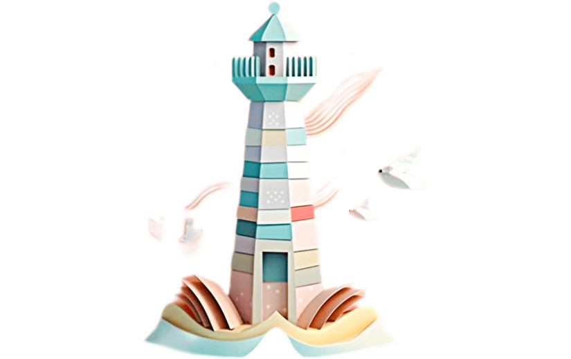 3D风格小清新灯塔模型宣传3D元素