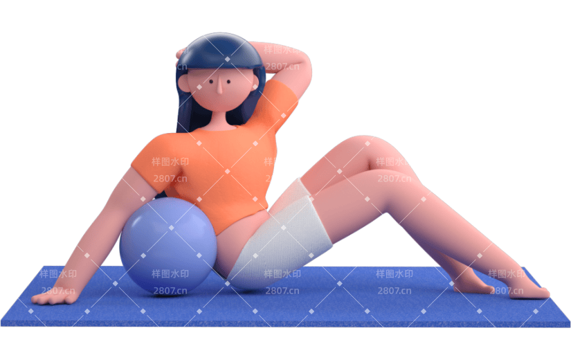 C4D瑜伽健身女孩瑜伽3D元素