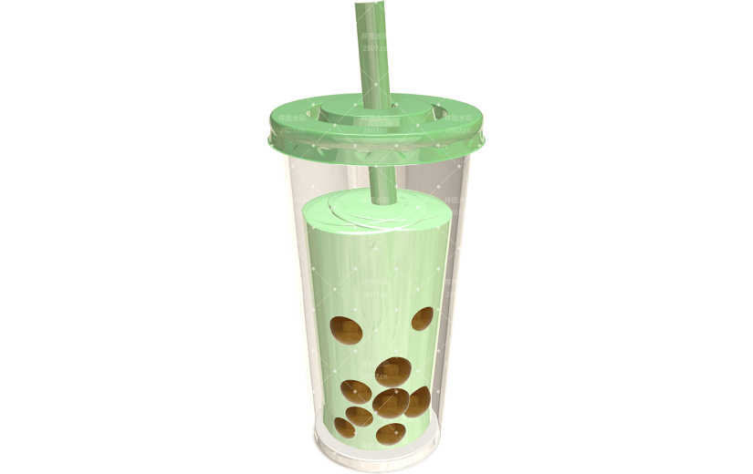 3D立体夏日饮品珍珠奶茶插画元素