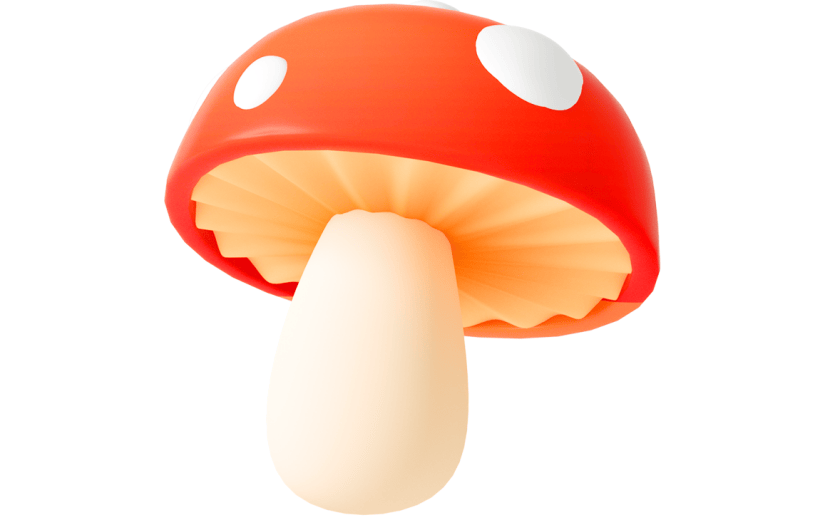 元素C4D立体红色卡通蘑菇
