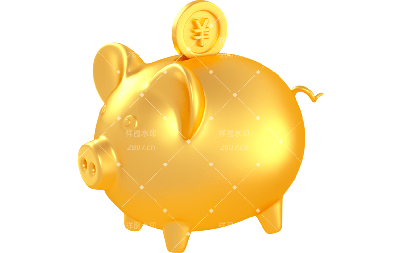 3d创意金属质感促销元素存钱罐