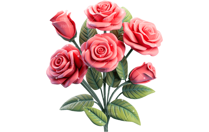 元素3D立体卡通玫瑰花