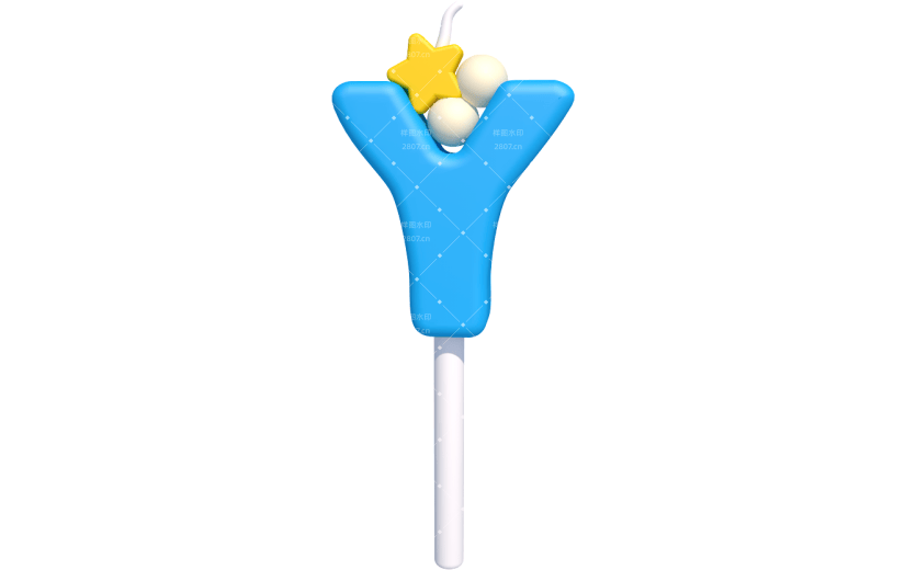 元素卡通3D字母生日蜡烛