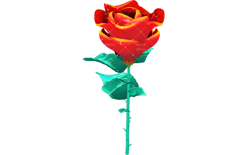 3d情人节红色玫瑰花