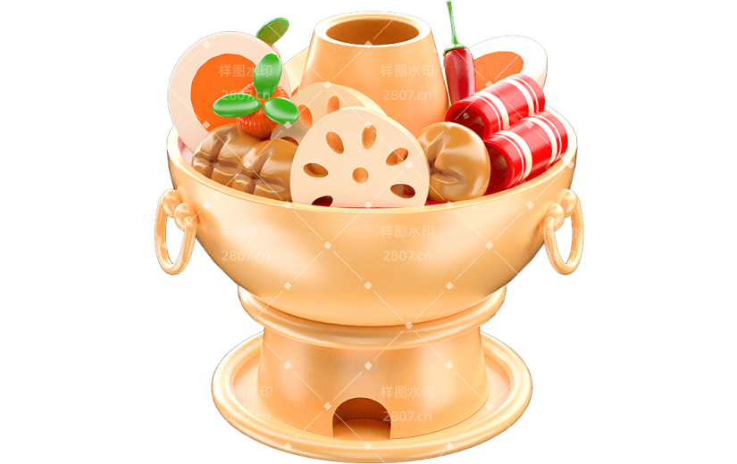 新年火锅美食3D元素