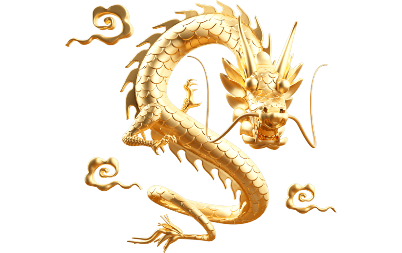金色龙年中国龙祥云3D元素