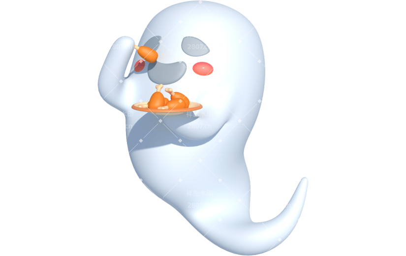 元素卡通3D中元节幽灵