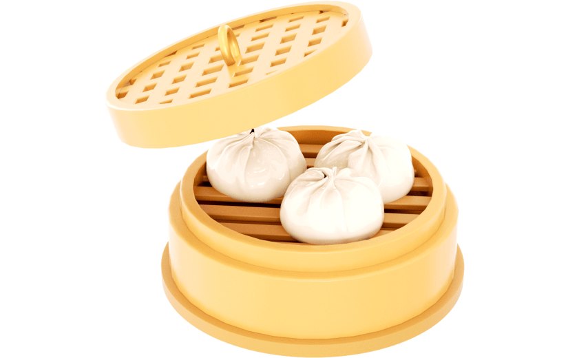 元素3D 包子 食物 蒸笼