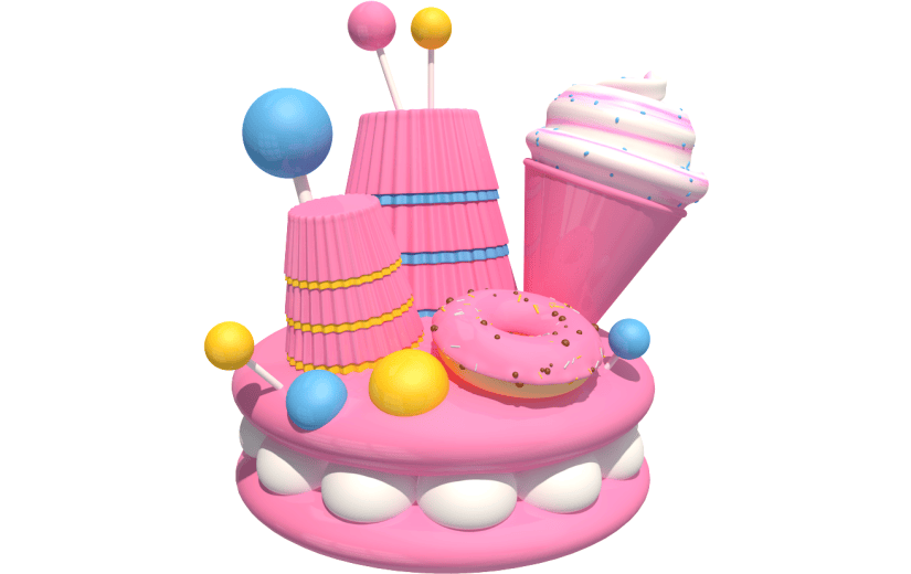 元素卡通3D创意蛋糕