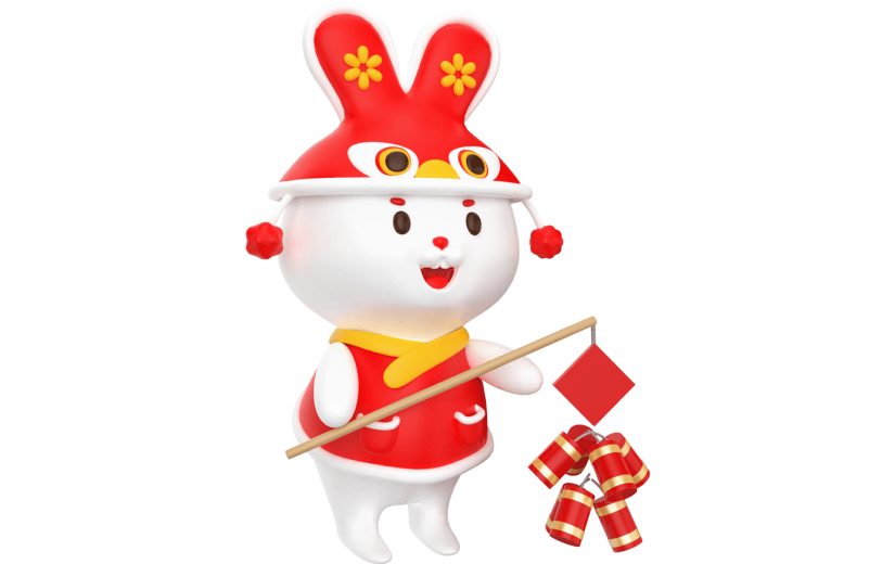 元素3D立体新年兔子