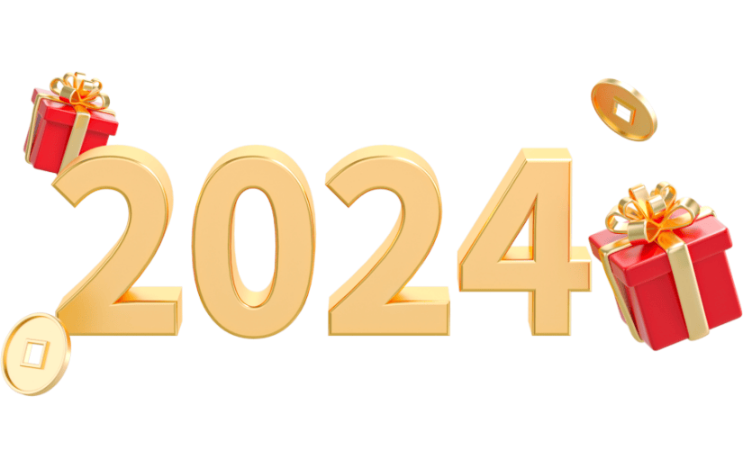 元素3D立体金色2024数字